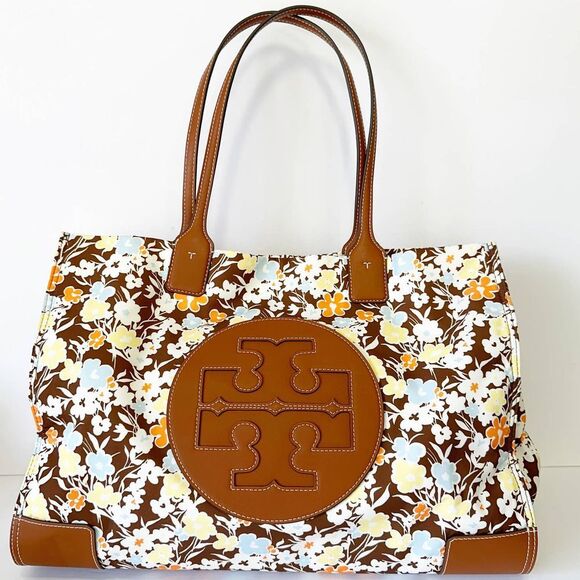 Tory Burch Brown and Cream Shoulder Bag with Floral Design - Picture 2 of 8